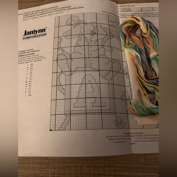 Janlynn Sleepy Bunnies Birth Sampler Counted Cross Stitch Kit New Open Package - Picture 3 of 4